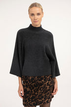 Yaya Cocoa Leopard Mini Skirt 01-401103-610, front view on model