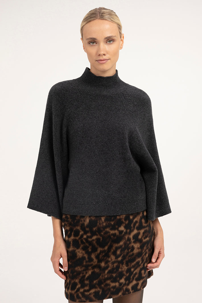 Yaya Cocoa Leopard Mini Skirt 01-401103-610, front view on model