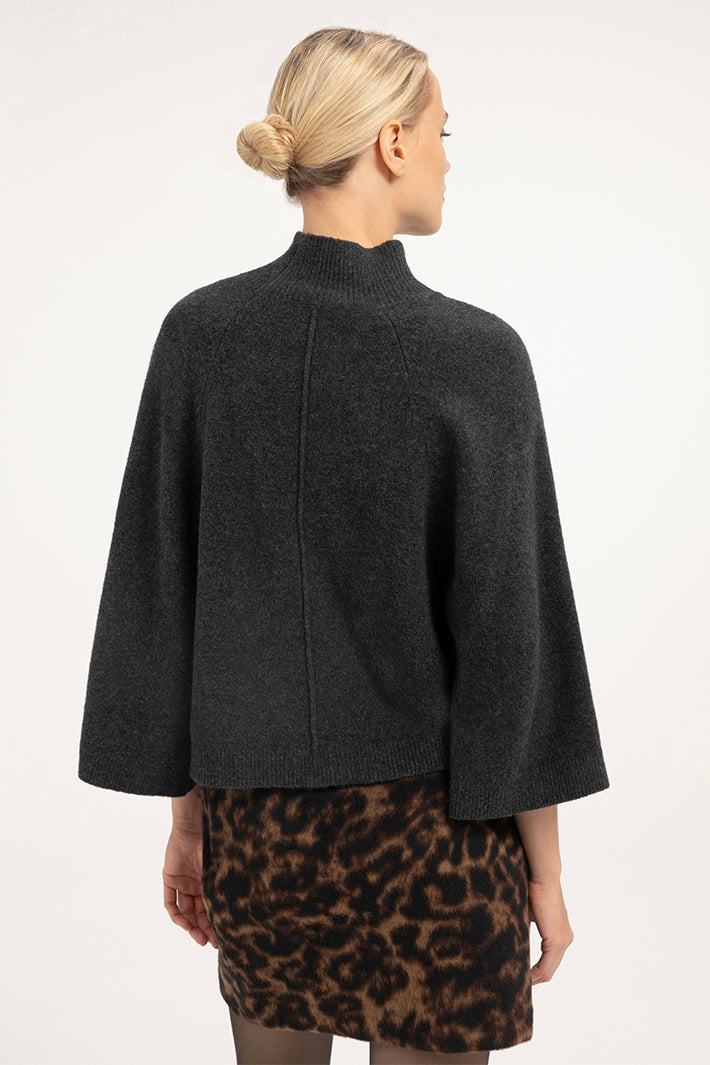 Yaya Cocoa Leopard Mini Skirt 01-401103-610, back view on model