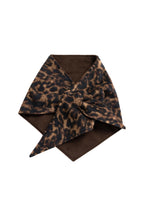 Yaya Cocoa Brown Dessin Reversible Leopard Triangle Scarf 03-501063-610, tied packshot