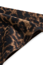 Yaya Cocoa Brown Dessin Reversible Leopard Triangle Scarf 03-501063-610, leopard print fabric detail
