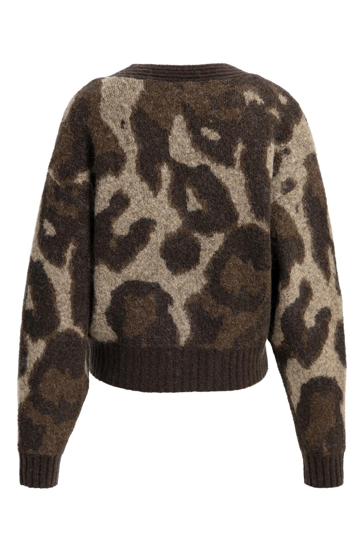 Yaya Cocoa Brown Dessin Wool Batwing Cardigan 01-010182-610, back packshot