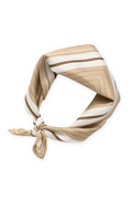 Yaya Cornstalk Brown Dessin Striped Border Scarf 03-501058-609, tied view