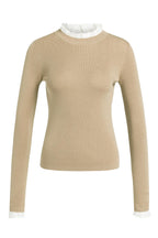 Yaya Cornstalk Brown Ruffle Rib Jumper 01-000626-609, front packshot