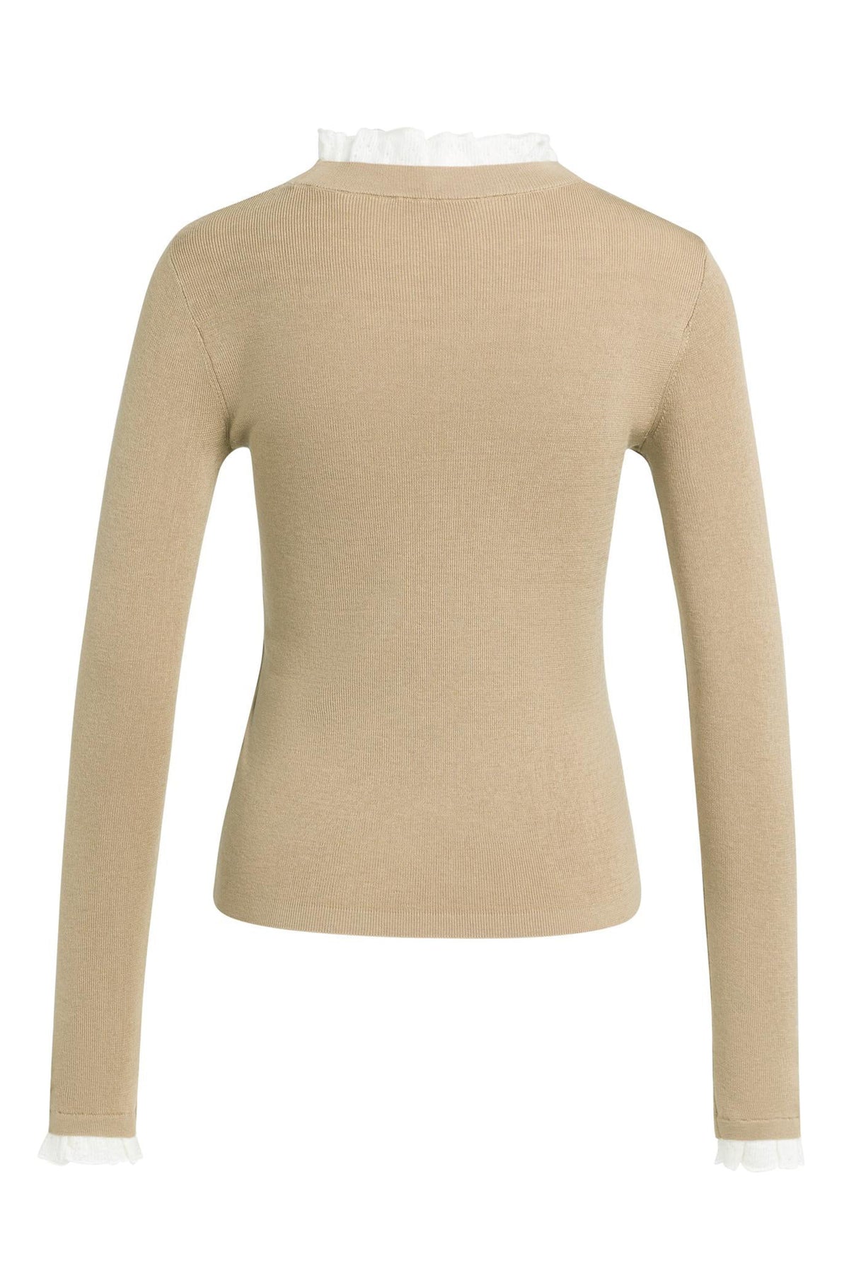 Yaya Cornstalk Brown Ruffle Rib Jumper 01-000626-609, front packshot, alternate
