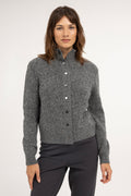 Yaya Dark Anthracite Melange Button Cardigan 01-010179-610, front view on model