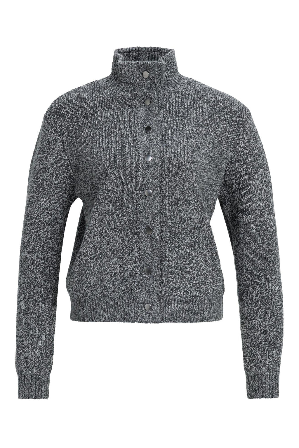 Yaya Dark Anthracite Melange Button Cardigan 01-010179-610, front packshot