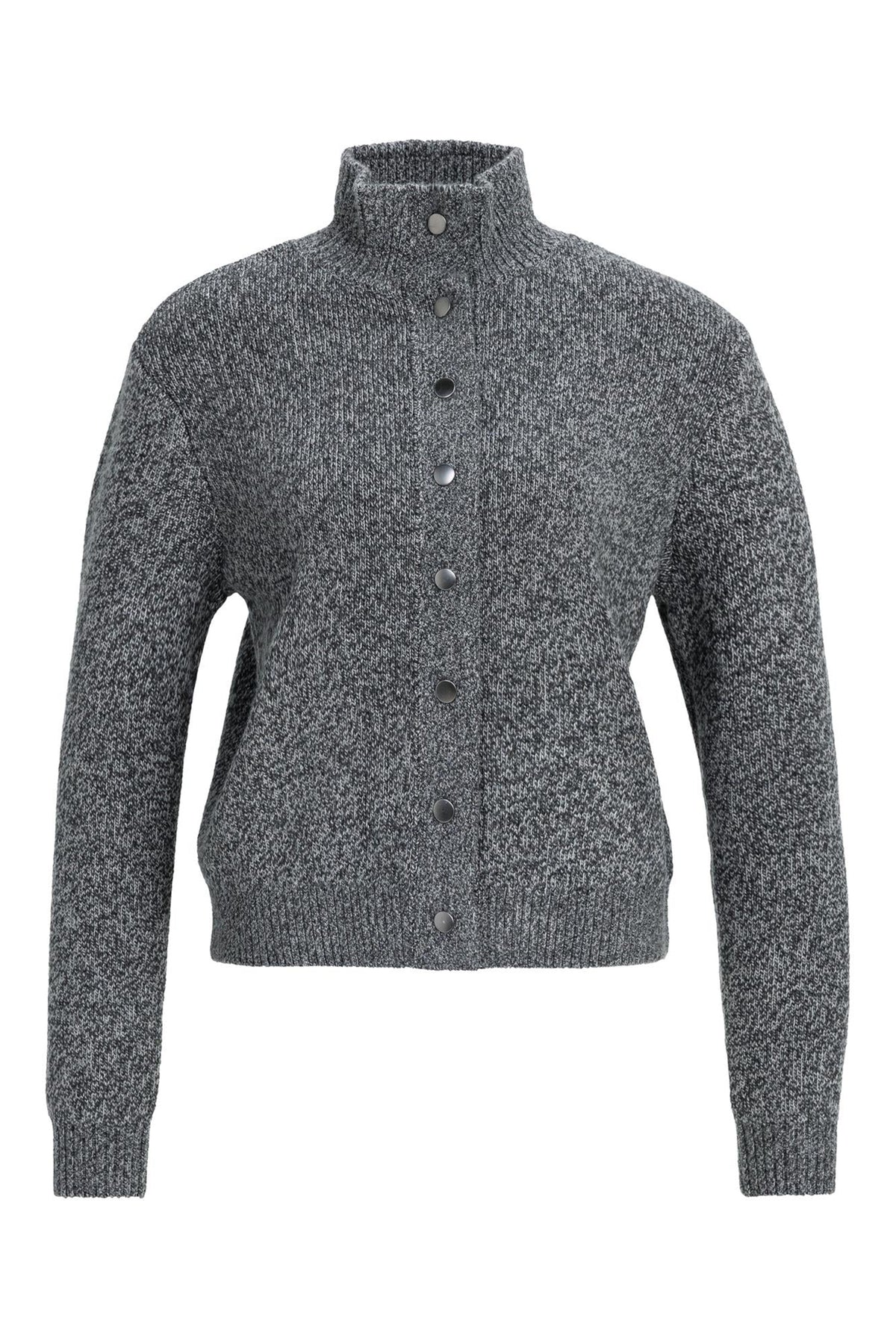 Yaya Dark Anthracite Melange Button Cardigan 01-010179-610, front packshot