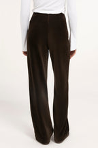 Yaya Delicioso Brown Wide Leg Trousers 01-309292-610, back view on model