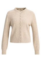 Yaya Light Beige Melange Detachable Collar Cardigan 01-010185-610, front view without collar