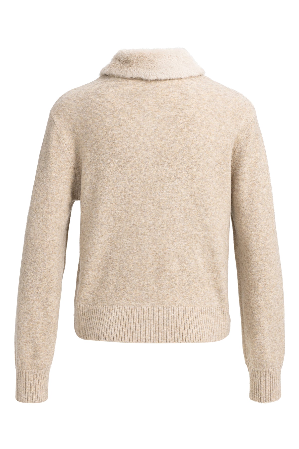 Yaya Light Beige Melange Detachable Collar Cardigan 01-010185-610, back view