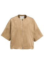Yaya Otter Brown Suedine Jacket 02-009081-608, front packshot