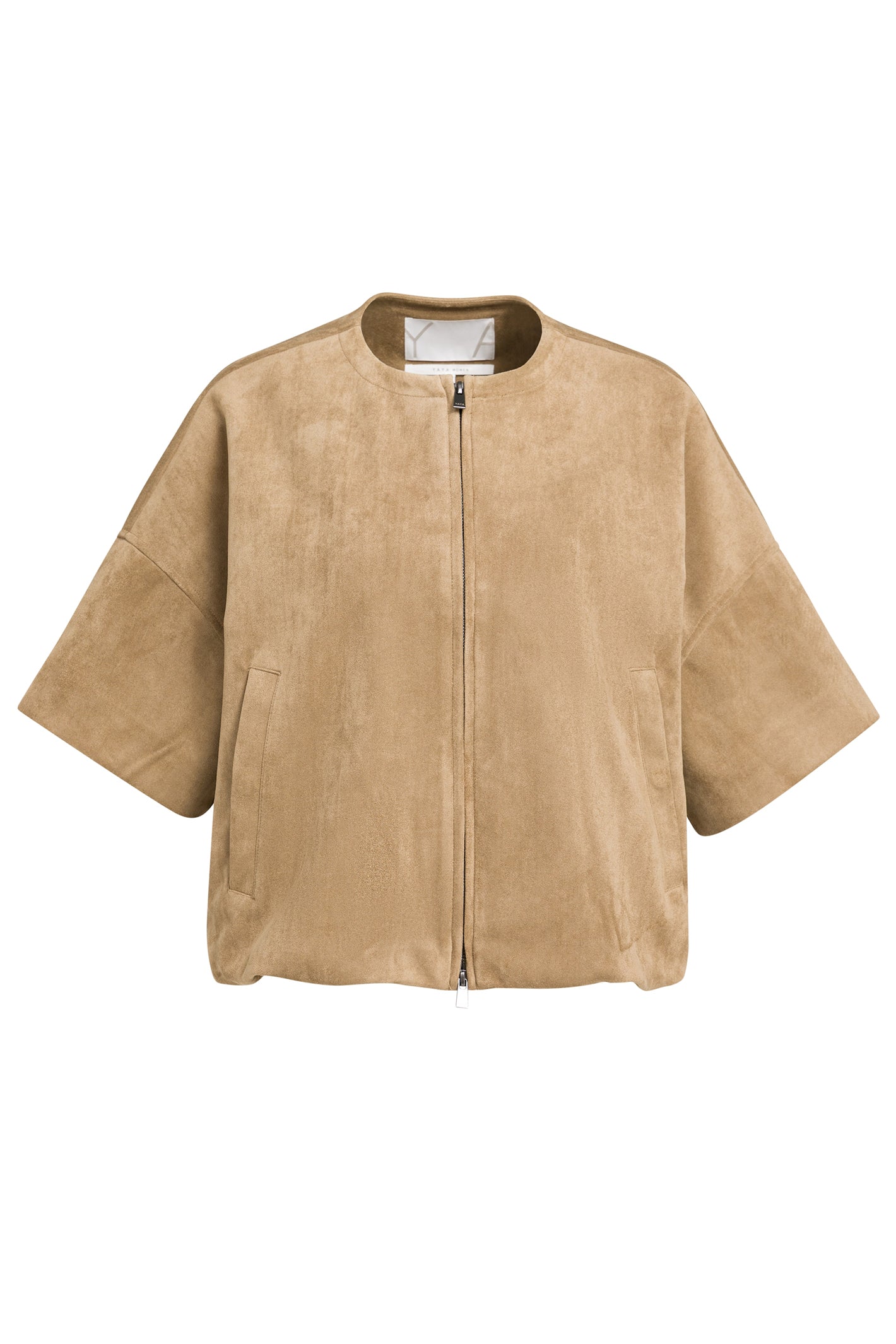 Yaya Otter Brown Suedine Jacket 02-009081-608, front packshot