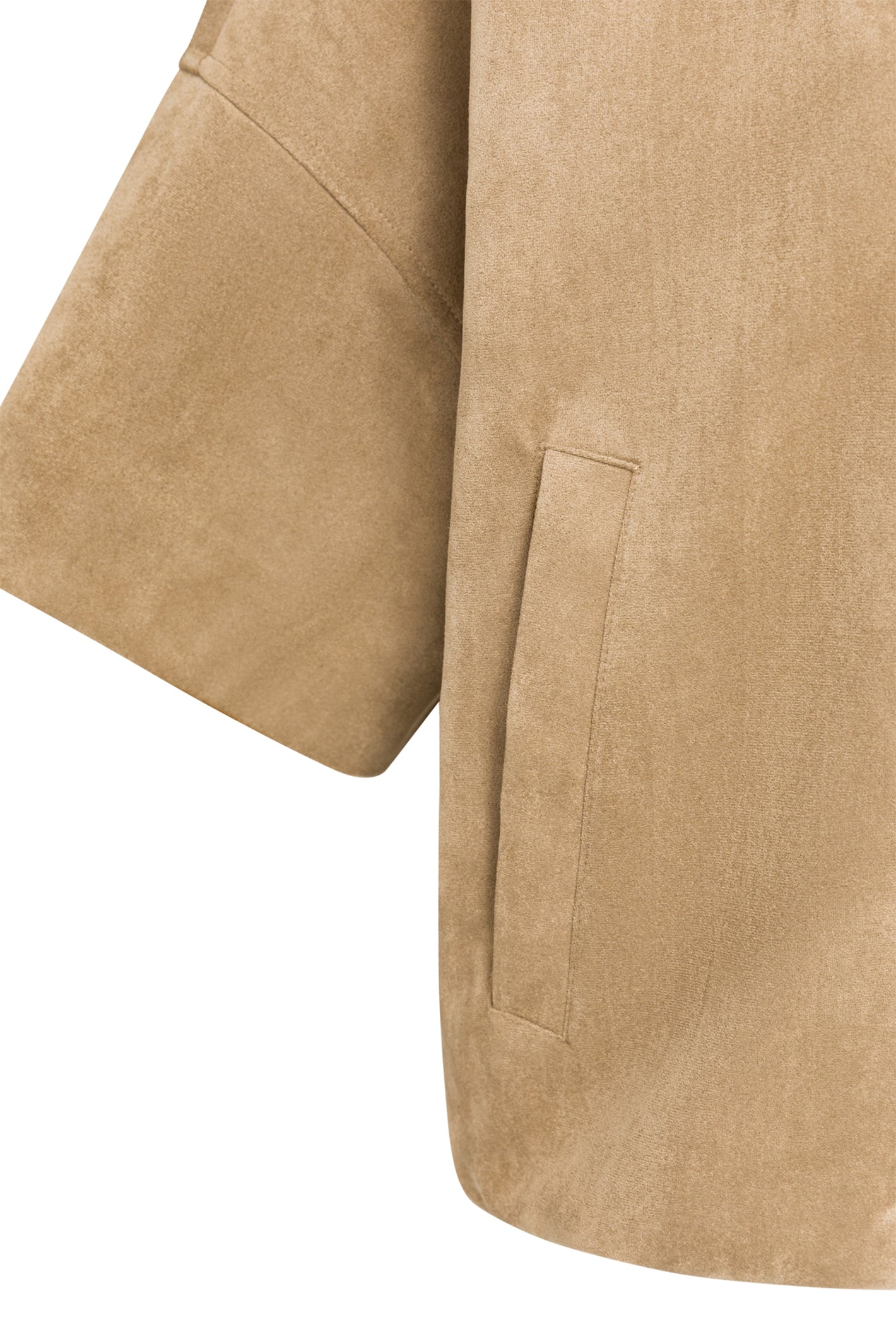Yaya Otter Brown Suedine Jacket 02-009081-608, sleeve detail