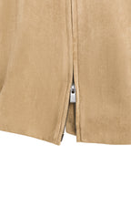 Yaya Otter Brown Suedine Jacket 02-009081-608, zip detail