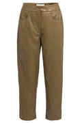 Yaya Teak Brown Faux Leather Trousers 01-309289-608, front packshot