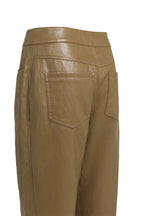 Yaya Teak Brown Faux Leather Trousers 01-309289-608, pocket detail