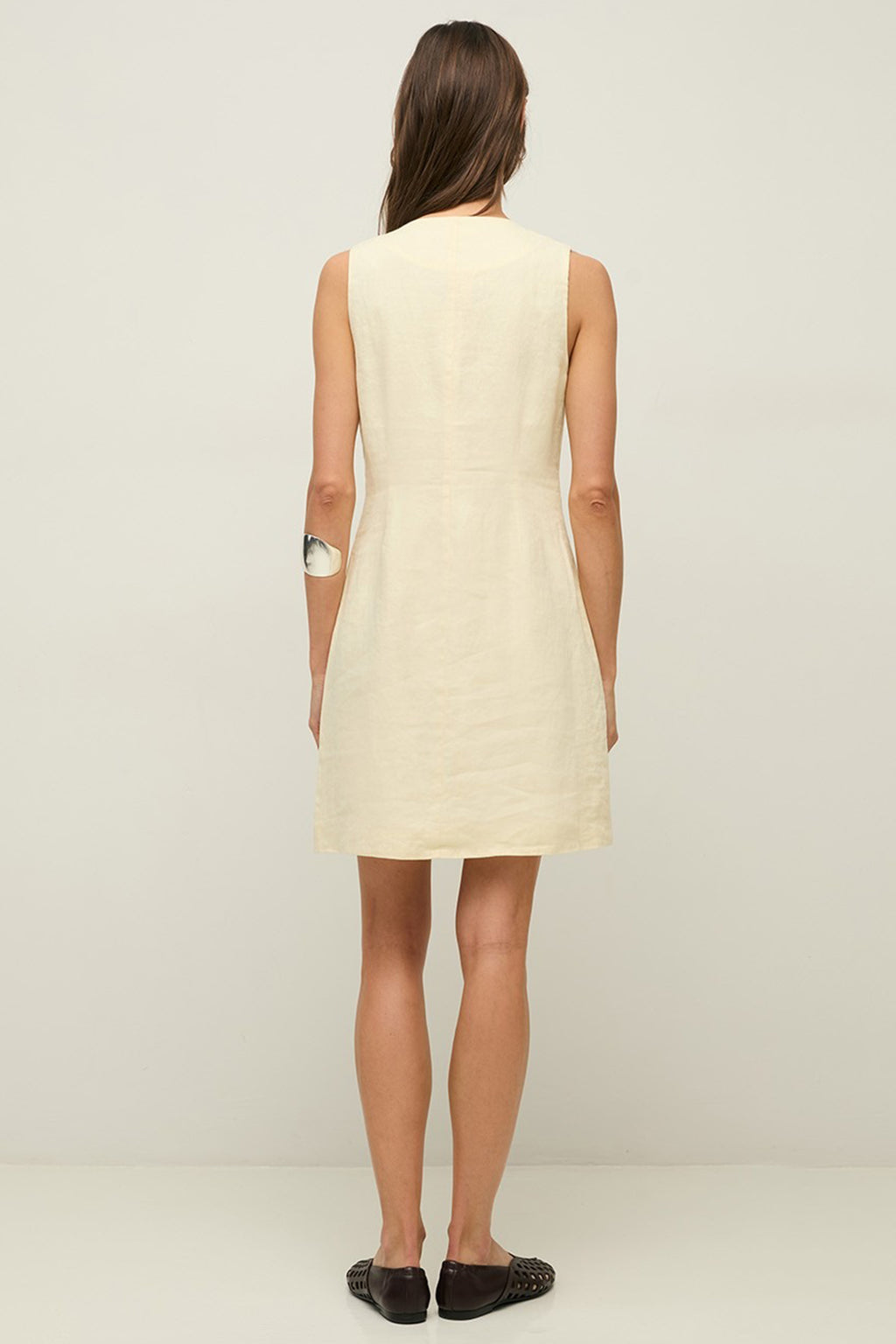 Yerse 44853 Ecru Cream Sleeveless Linen Dress