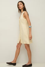 Yerse 44853 Ecru Cream Sleeveless Linen Dress