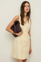 Yerse 44853 Ecru Cream Sleeveless Linen Dress