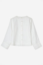 Yerse 44854 White Hemp Round Neck Blouse