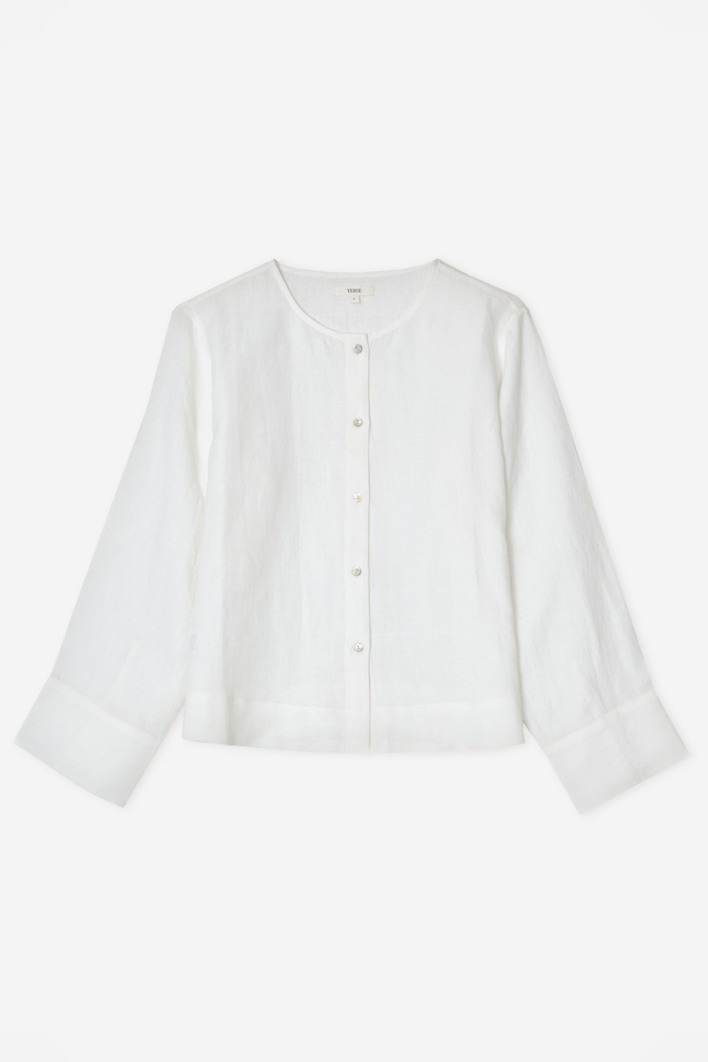 Yerse 44854 White Hemp Round Neck Blouse