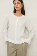 Yerse 44854 White Hemp Round Neck Blouse