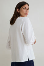 Yerse Chantal Volantes White Ruffle Neck Blouse 45163, back view