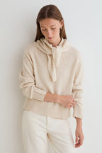 Yerse Daff Crudo Beige Cowl Neck Jumper 45532, front view