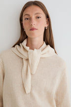 Yerse Daff Crudo Beige Cowl Neck Jumper 45532, front view with the cowl tied