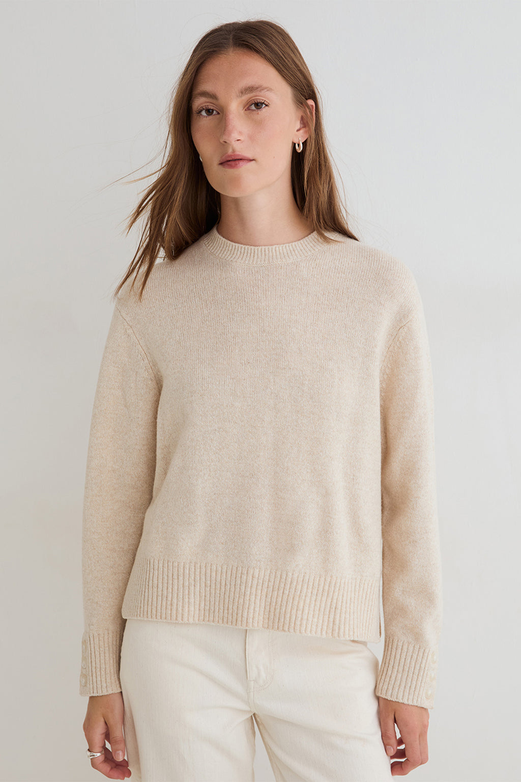 Yerse Daff Crudo Beige Cowl Neck Jumper 45532, front view