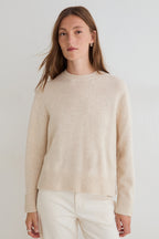 Yerse Daff Crudo Beige Cowl Neck Jumper 45532, front view