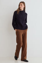 Yerse Dobra Camel Cord Wide Leg Trousers 45455, front view, hands in pockets