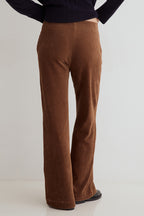 Yerse Dobra Camel Cord Wide Leg Trousers 45455, front view close crop
