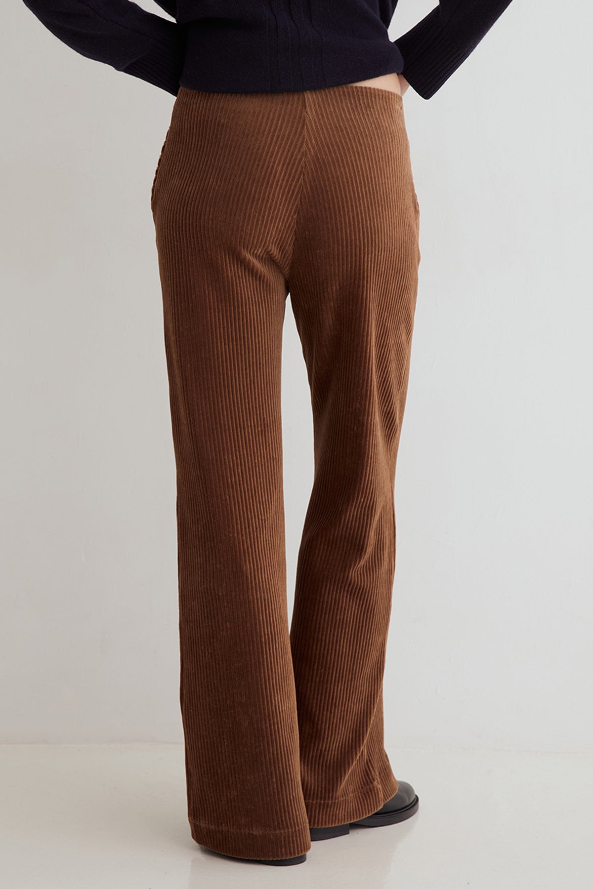 Yerse Dobra Camel Cord Wide Leg Trousers 45455, front view close crop