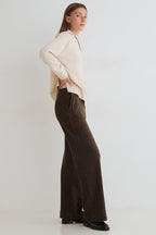 Yerse Dobra Khaki Cord Wide Leg Trousers 45455, side view