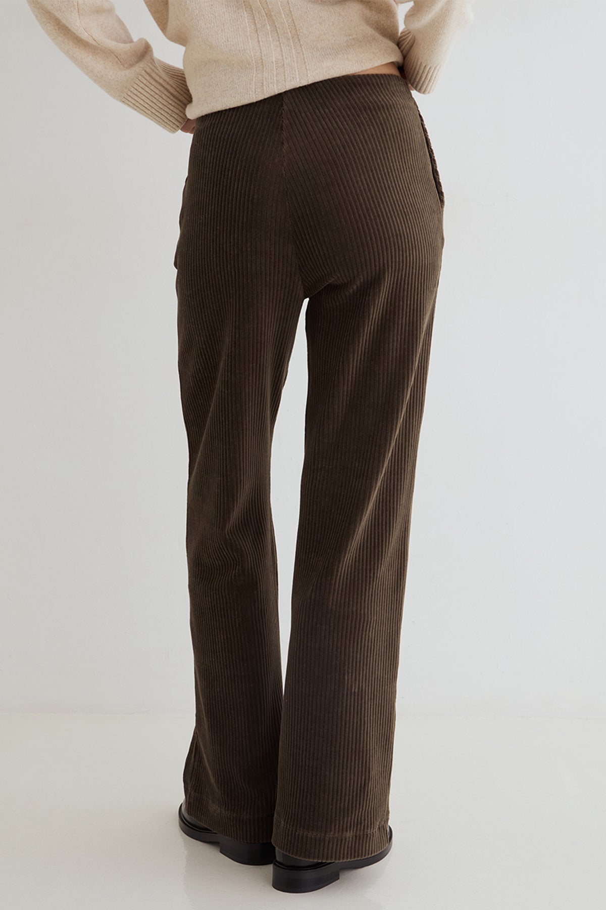 Yerse Dobra Khaki Cord Wide Leg Trousers 45455, back view