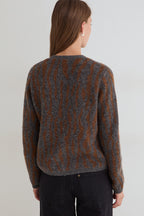 Yerse Leo Camel Grey Button Cardigan 45565, back view