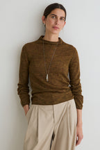 Yerse Meri Khaki Green Funnel Neck Jumper 45545, front view