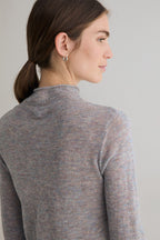 Yerse Meri Light Sky Blue Funnel Neck Jumper 45545, shoulder and neckline detail