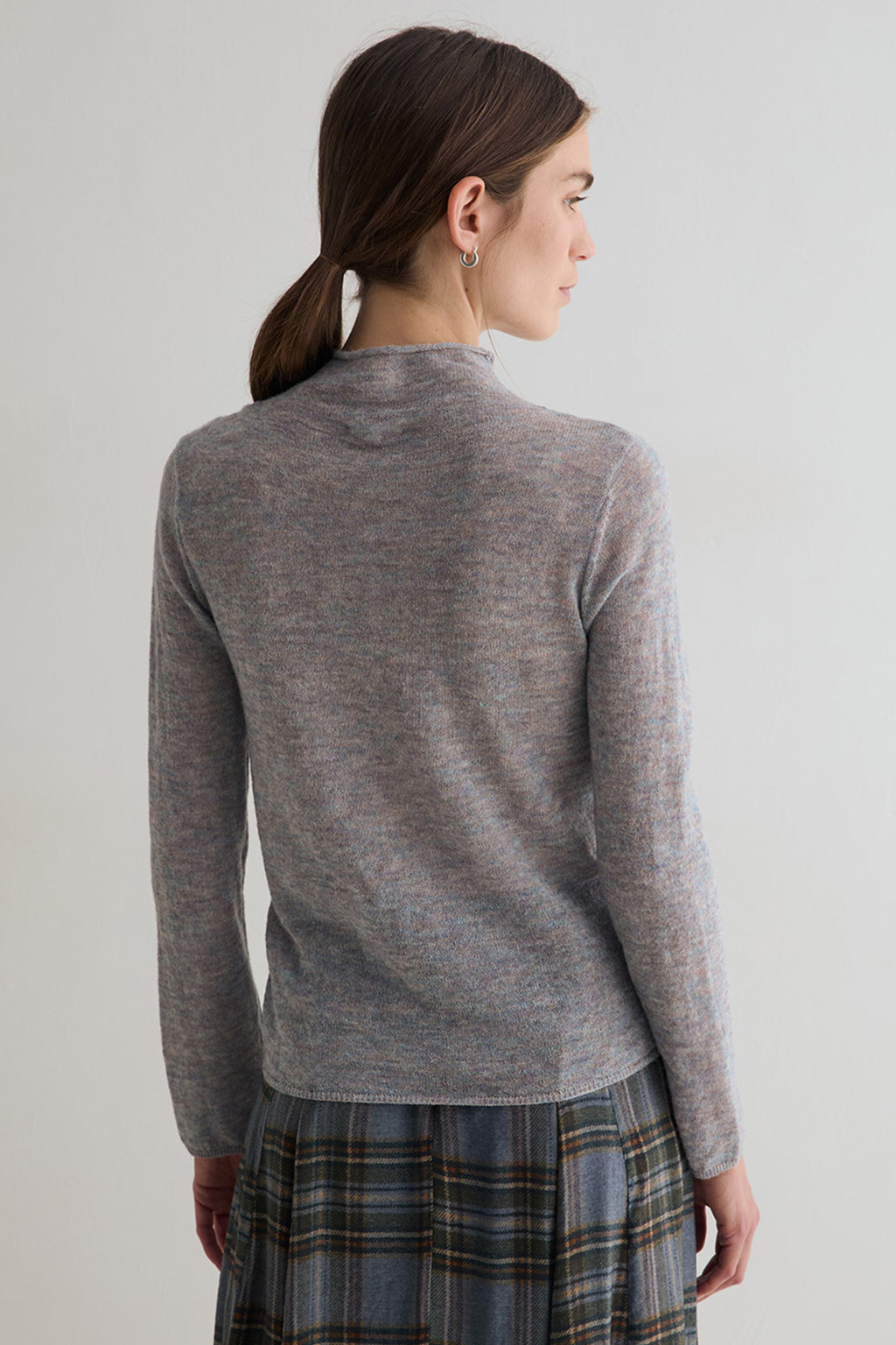 Yerse Meri Light Sky Blue Funnel Neck Jumper 45545, back view