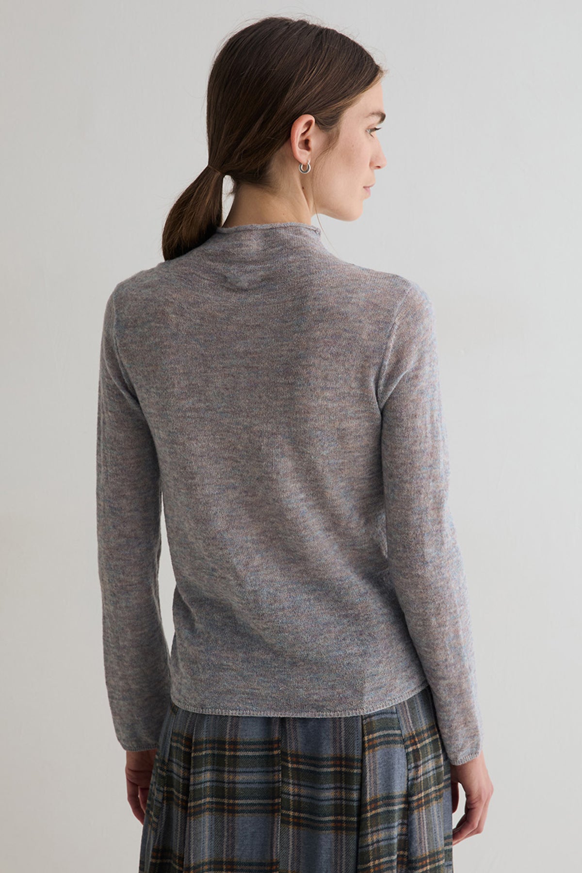 Yerse Meri Light Sky Blue Funnel Neck Jumper 45545, back view