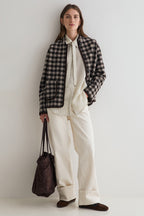 Yerse Nani Cream Black Check Wool Jacket 45620, full-length styled view