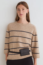 Yerse Ninas Crudo Camel Beige Stripe Jumper 45540, front view