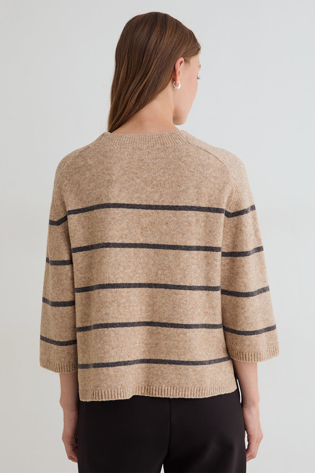 Yerse Ninas Crudo Camel Beige Stripe Jumper 45540, back view