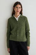 Yerse Sandy Green Cable Knit Cardigan 45529, front view