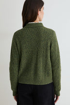 Yerse Sandy Green Cable Knit Cardigan 45529, back view