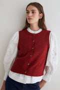 Yerse Sandy Red Sleeveless Cardigan 45528, front view